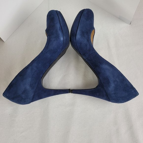 Marc Fisher Sydney Platform Heels Pumps Women's Blue Suede US Size 8.5M - Picture 5 of 7